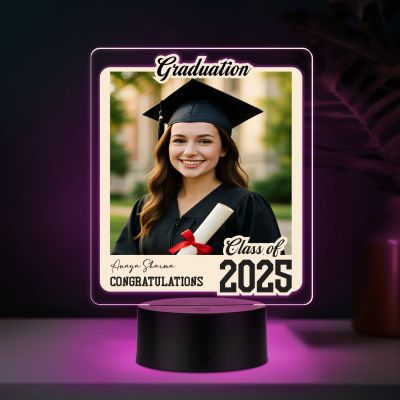 Personalized Graduation Congratulations Gift Night Lamp Custom with Photo & Name Graduation Gift for Student, Son, Daughter, Nurse & Doctor Multicolored Light